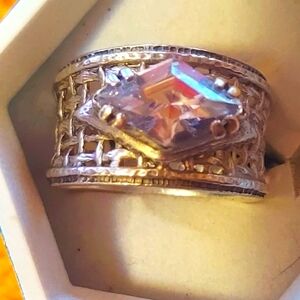 925 beutifull wide silver ring by an Israeli artist